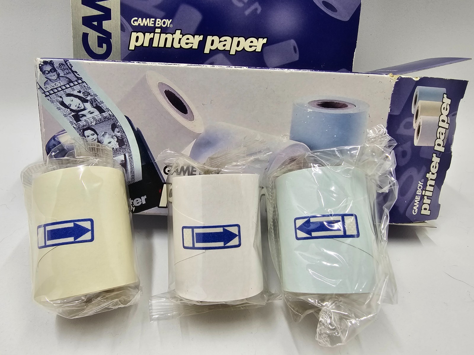 Game Boy Printer Paper (3x) Rolls per box. White Yellow Blue paper colors. NIB