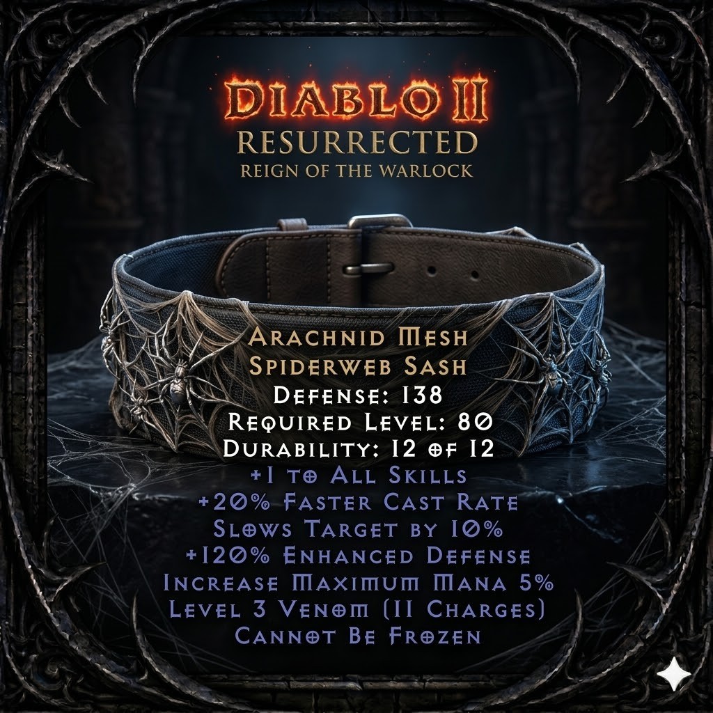 DIABLO 2 RESURRECTED ITEMS RUNES RUSH UNIQUES ENIGMA ROTW LADDER13 D2R WARLOCK