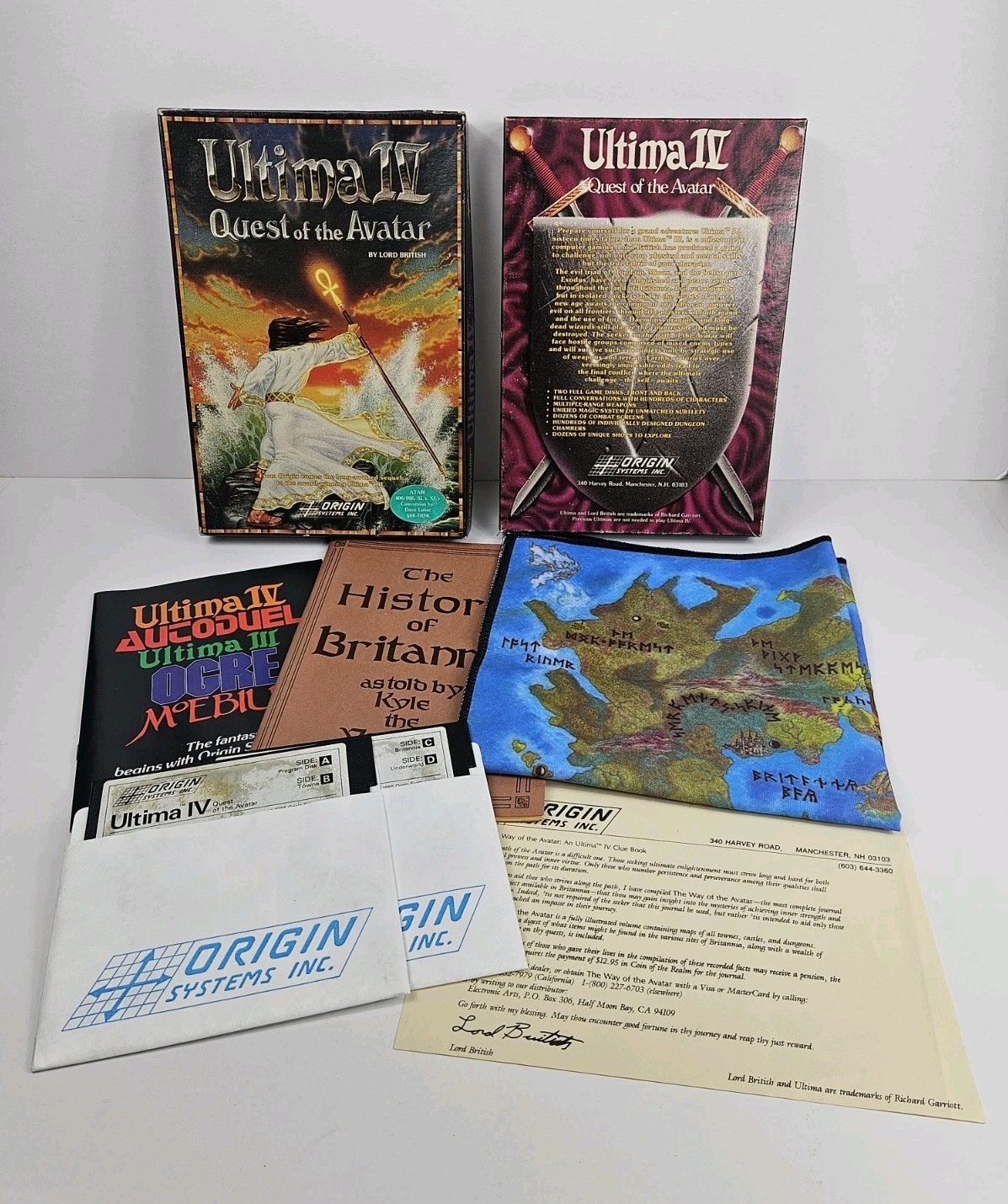 Ultima IV Quest Of The Avatar Atari 400/800 XL Vintage Game CIB W/ Manual & Map