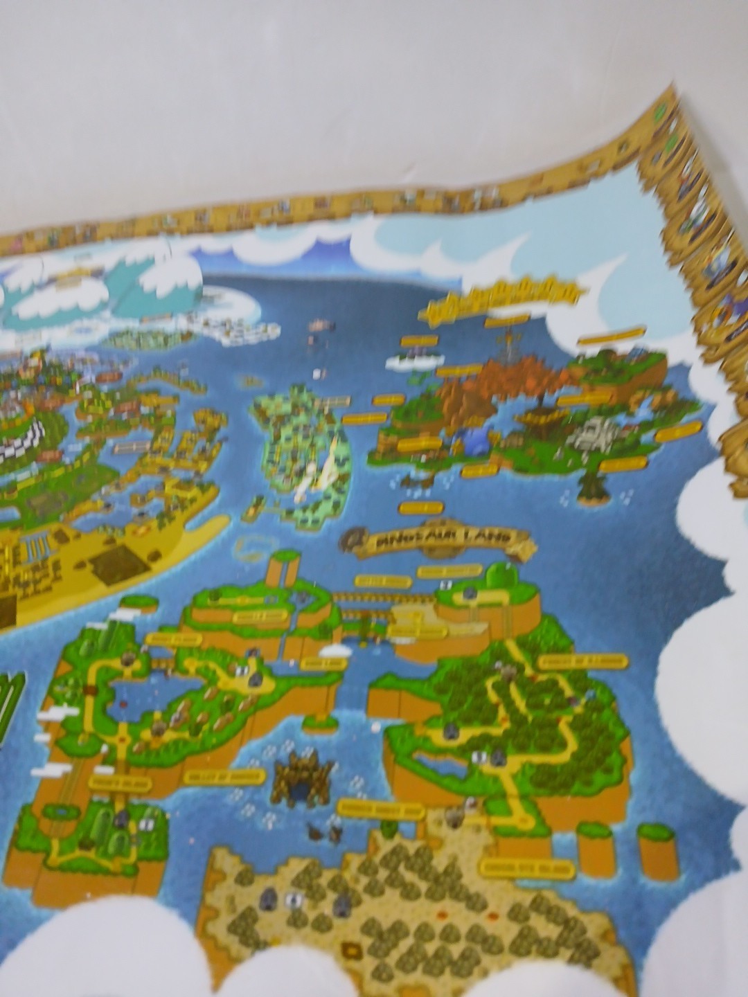 Vintage SUPER MARIO WORLD Yoshi’s Island Nintendo Map Poster 24×16 Glossy