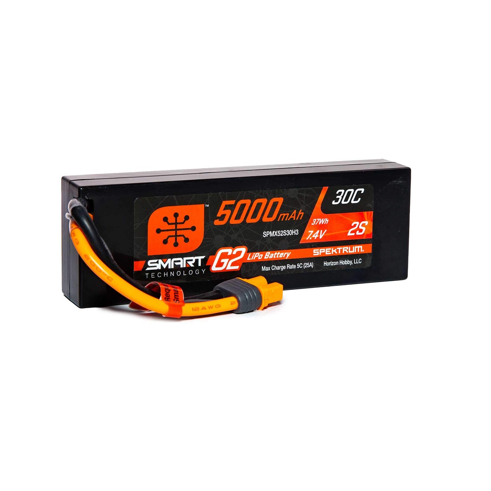 Spektrum 7.4V 5000mAh 2S 30C Smart LiPo G2 Hard Case: IC3, Case; IC3