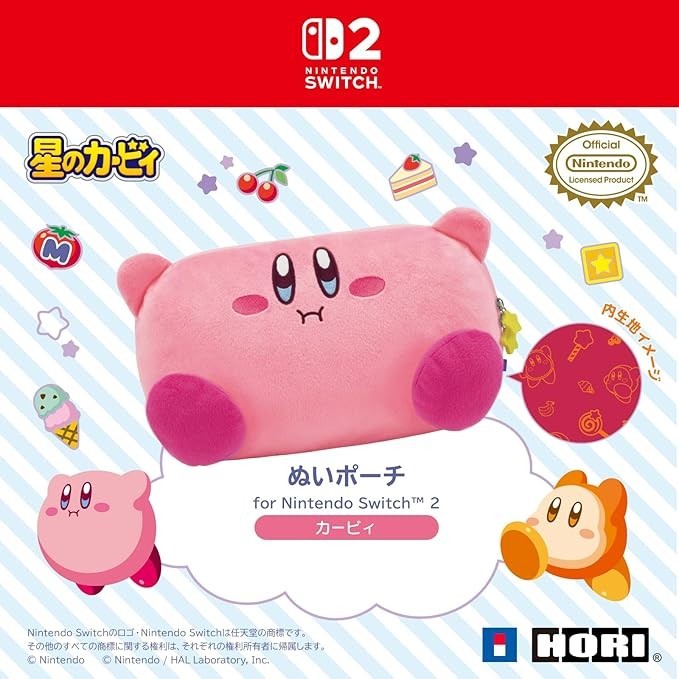Kirby Plush Pouch for Nintendo Switch 2 OLED HORI 12.00″ 30.5cm Japan Limited