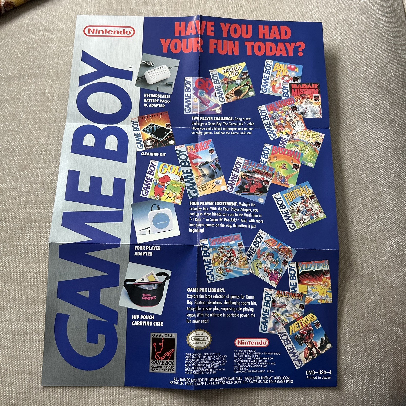 Metroid II Return Of Samus 1991 Game Boy Nintendo Power Poster 8”X 11 1/2”