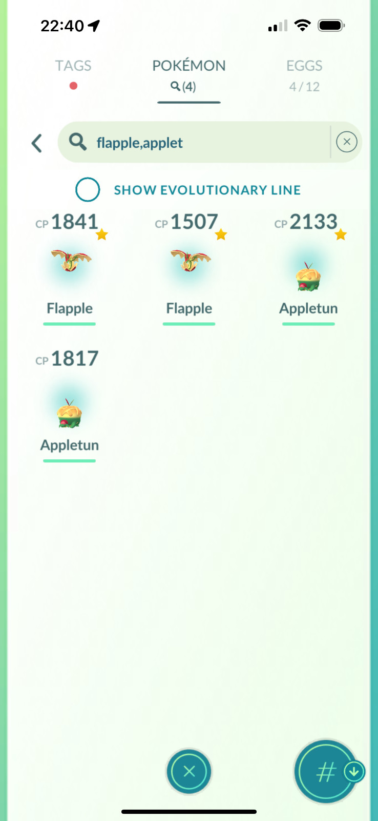 Pokémon Go | Applin x10, Flapple x2, Appletun x2 | Mini P T C 100K Stardust