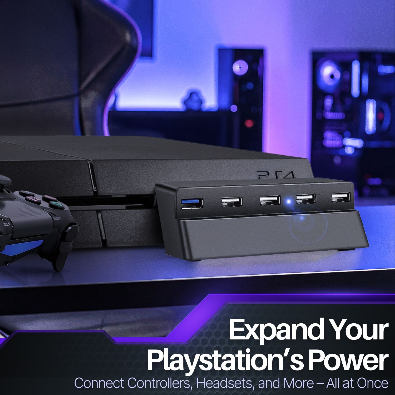 5 Port USB Hub for PS4 Slim USB 3.0 2.0 Adapter Accessories Expansion Hub PS4S