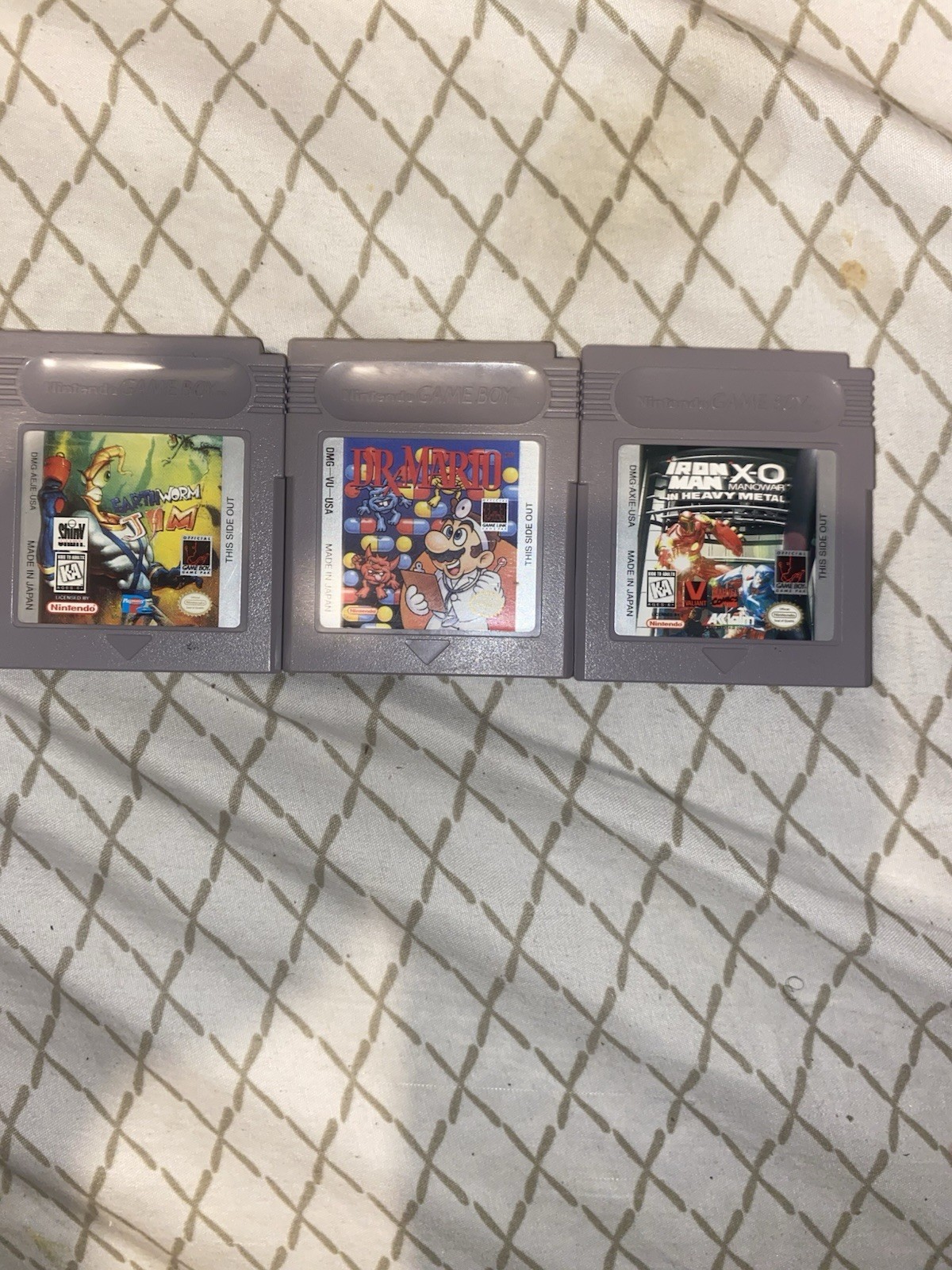 Game Boy Lot Earthworm Jim, Dr. Mario, and Iron Man X-O Manowar in Heavy Metal