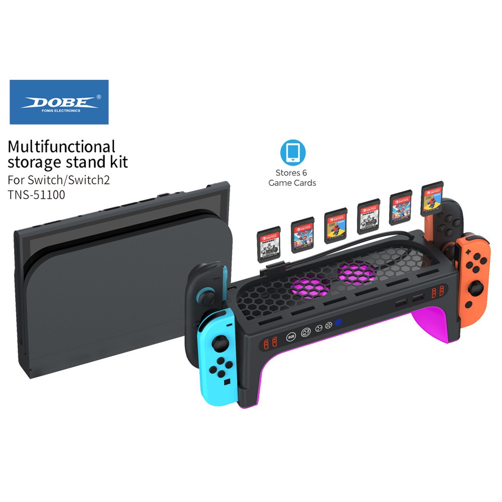 For Switch 2 Switch Desktop Handle Dock Charger Wall Mount Cooling Fan Stand Kit