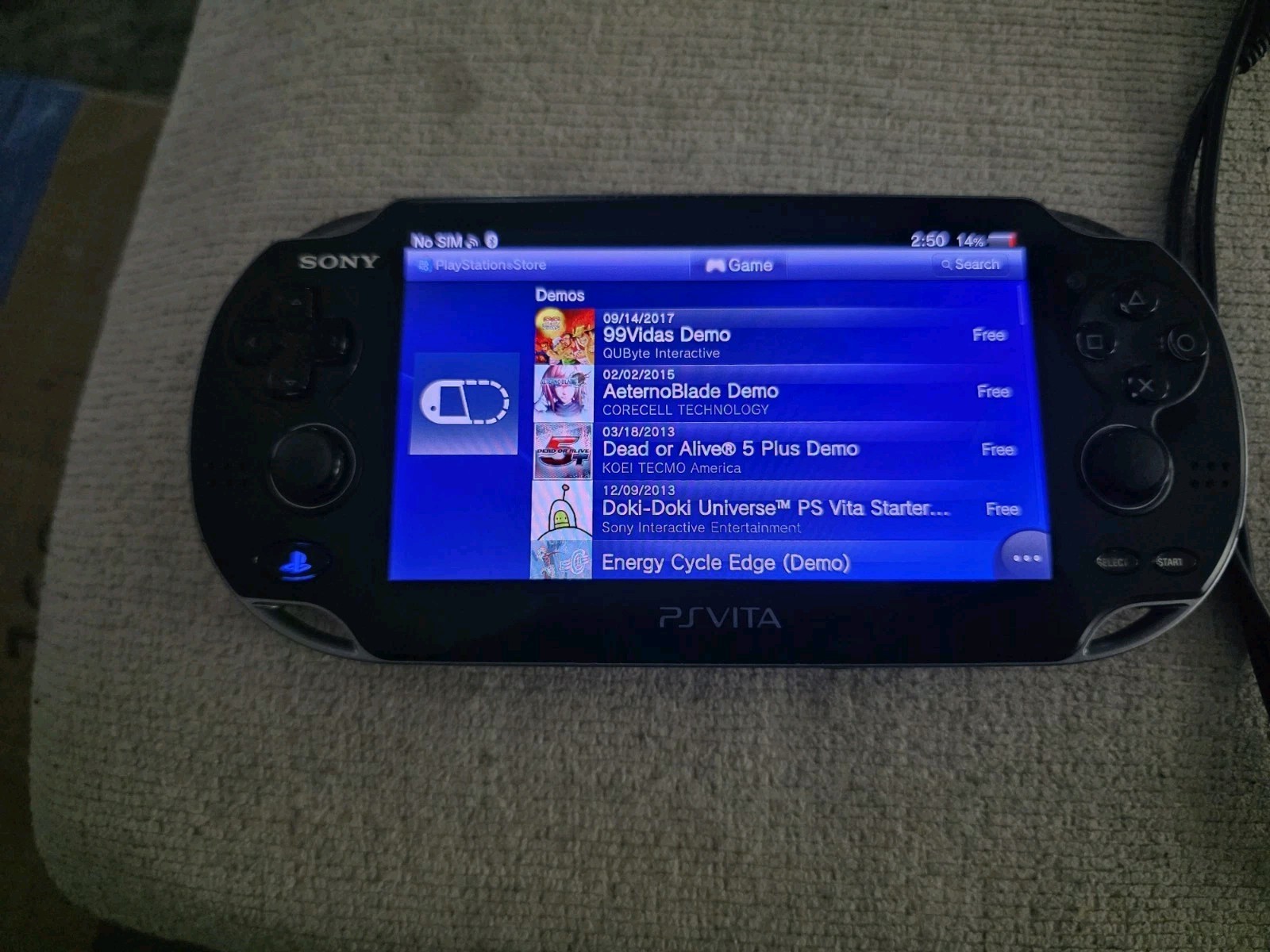 Sony Ps Vita PCH-1100 Crystal Black Model Console And Charger TESTED