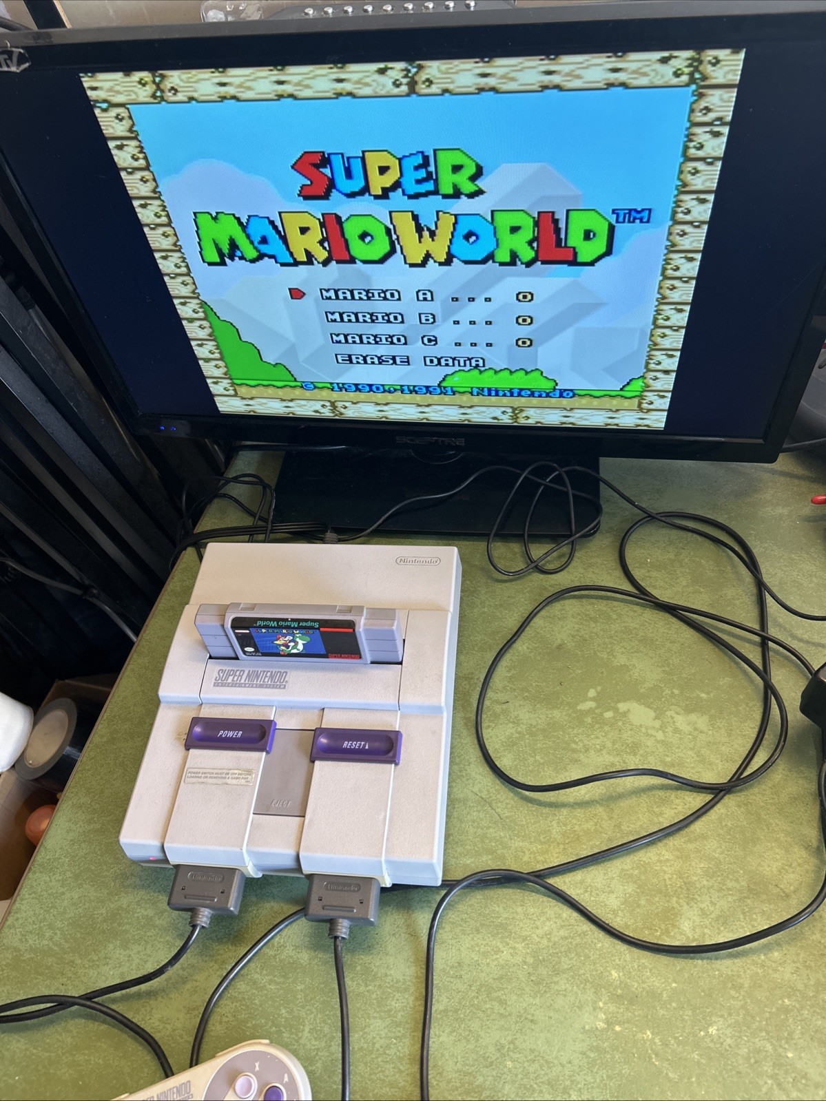 Super Nintendo Entertainment System SNES SNS-001 Console W Mario World All OEM