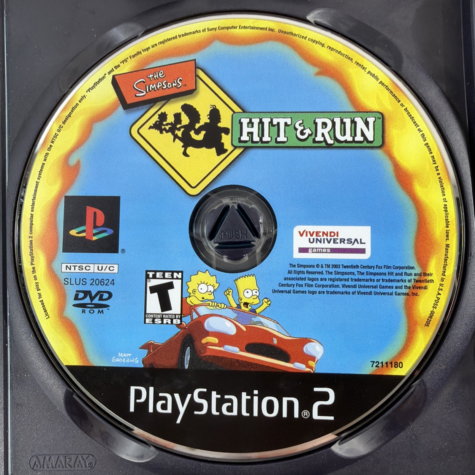 The Simpsons: Hit & Run (PlayStation 2, 2003) COMPLETE W/ REG Card, Tested