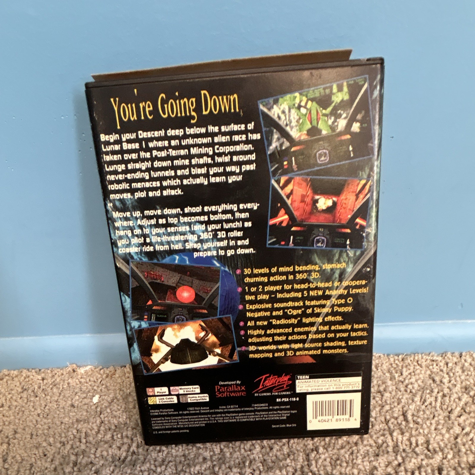 Interplay Descent PS1 1996 NTSC-U/C T Teen Shooter Manual Included
