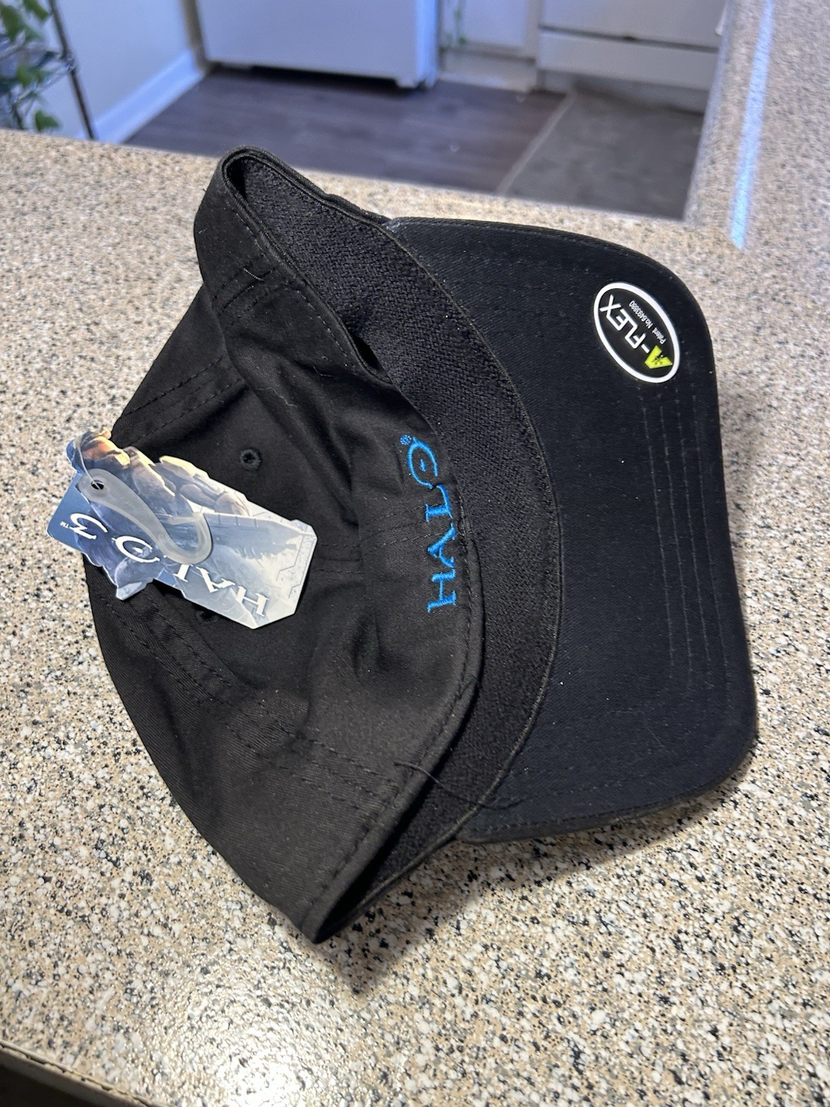 Halo 3 UNSC Hat Black Adult OS A-Flex Stretch Microsoft 2009 New With Tags