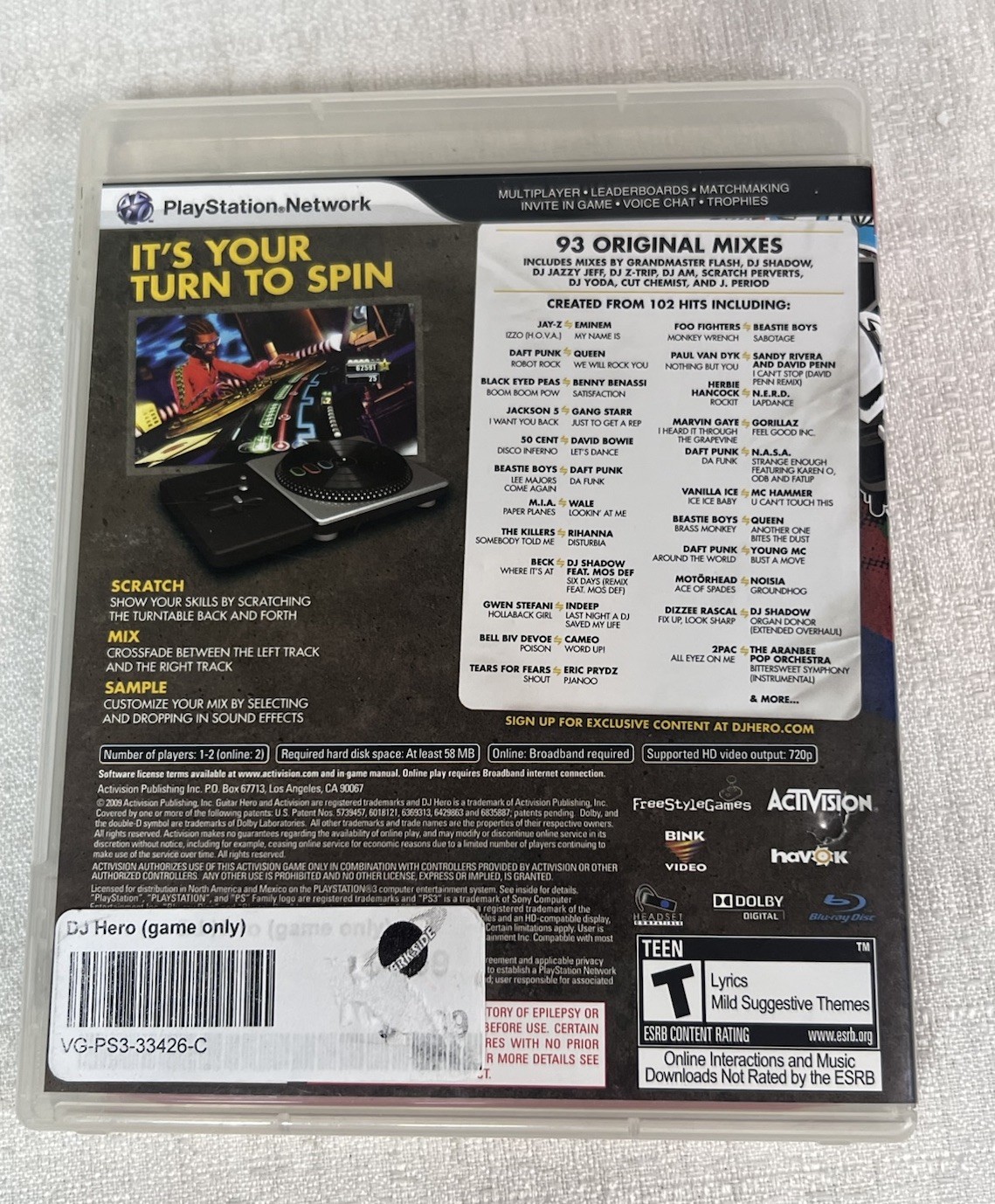 Sony PS3 DJ Hero Start the Party Video Game 93 Original Mixes: Bowie, Jay-Z