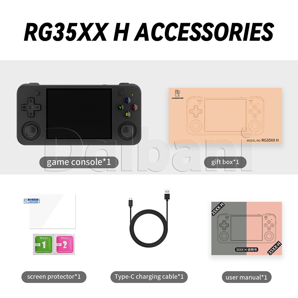 RG35XX H Anbernic Black Retro Handheld Game Console Linux