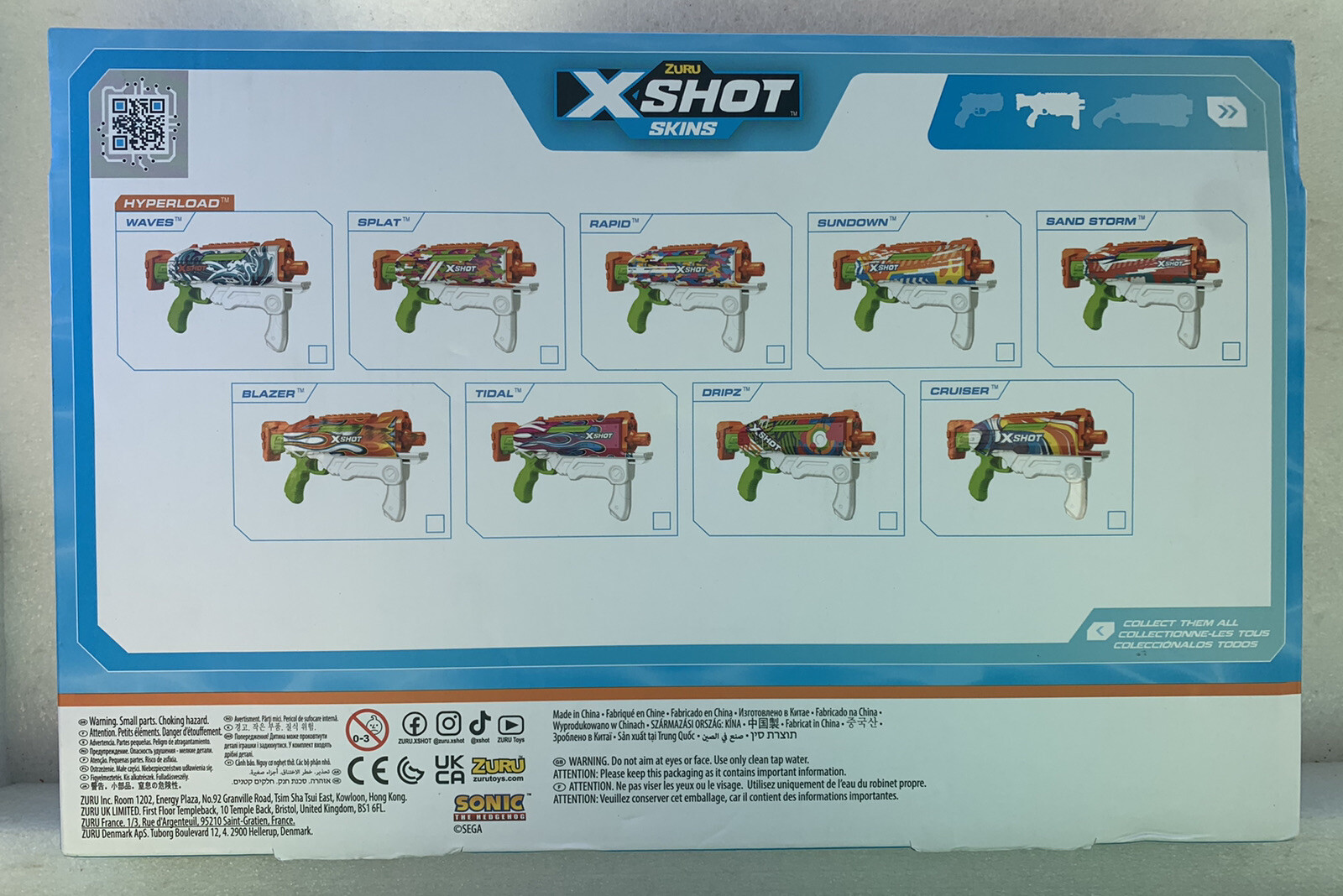 Sonic The Hedgehog Water Gun Zuru X-Shot Skins New Watergun