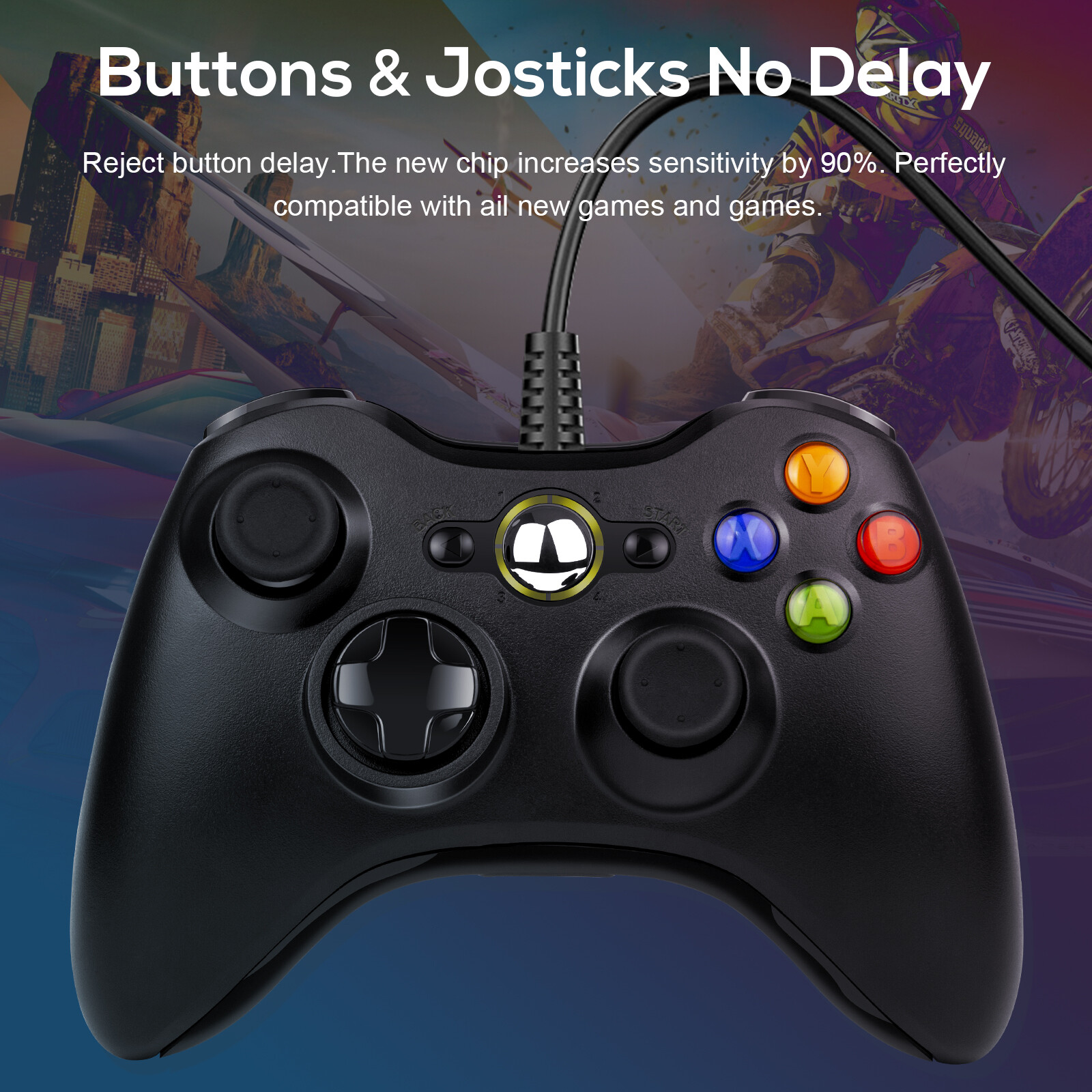Wired Controller USB For PC Compatible With Xbox 360 / Windows 7 8 10 11 Gamepad