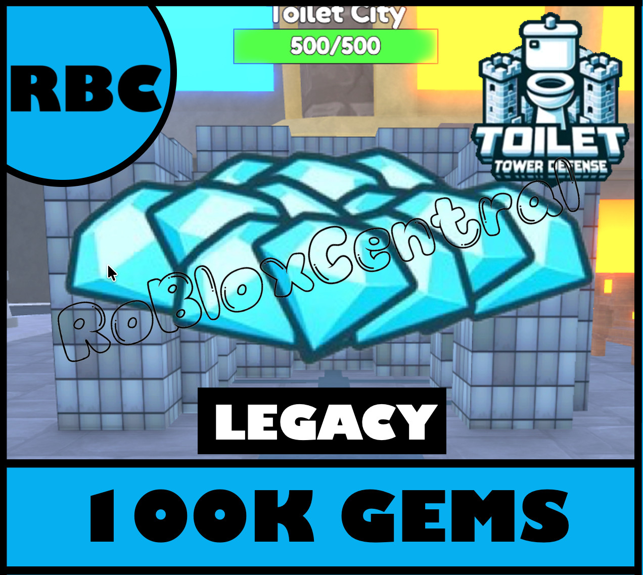 100000 GEMS – 100K DIAMONDS LEGACY TOILET TOWER DEFENSE – LEGACY TTD GEMS