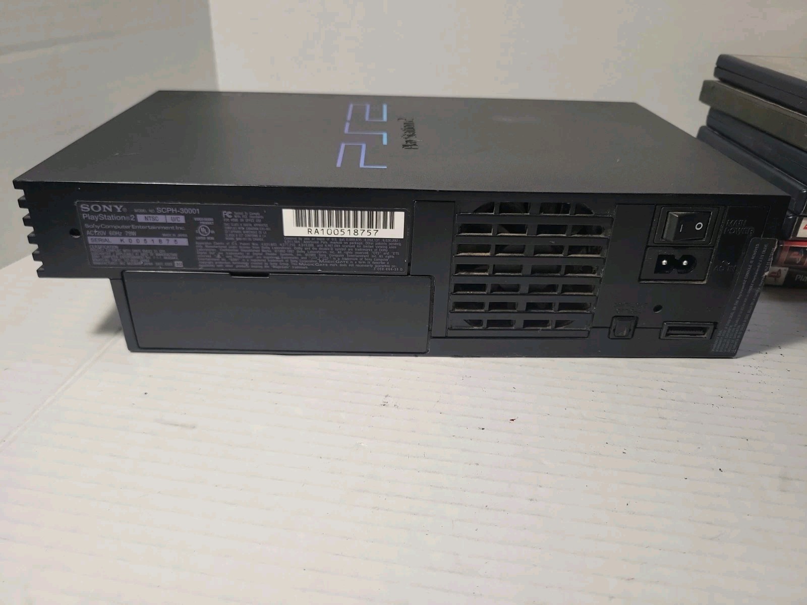 Sony PlayStation 2 Fat Console Black 2 Controlers And Games No AV Cable
