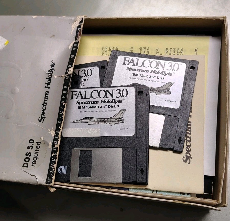 Falcon 3.0 Electronic Battlefield Series Complete Box Set 1991 Flight Simulator