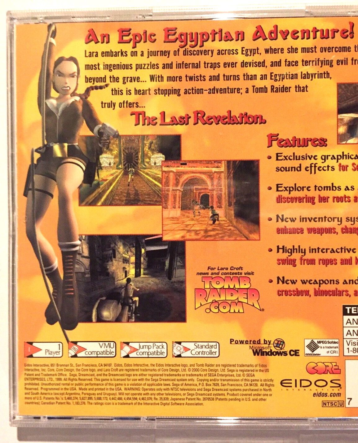 TOMB RAIDER:The Last Revelation ~ SEGA Dreamcast Game ~2000~ EIDOS ~Rated T~ NM