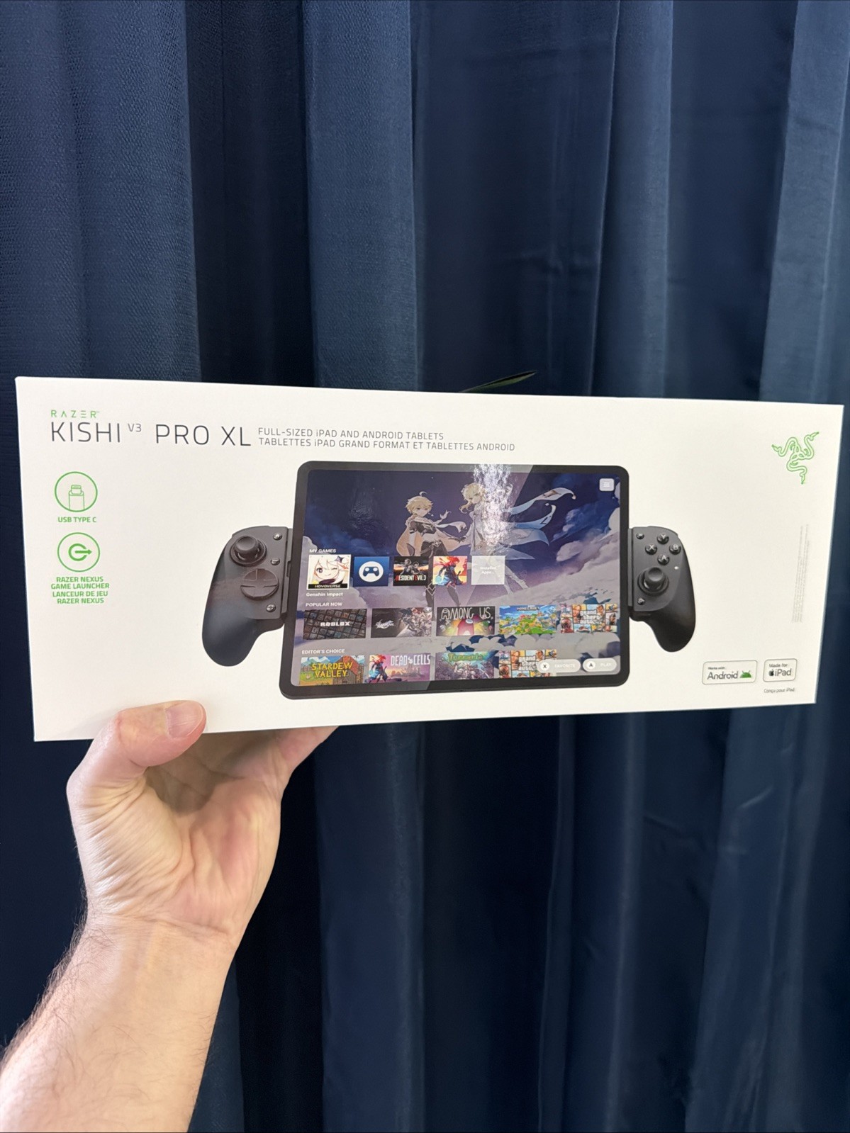 New Razer Kishi V3 Pro XL USB-C Mobile Controller for iPad/Android Tablet Black