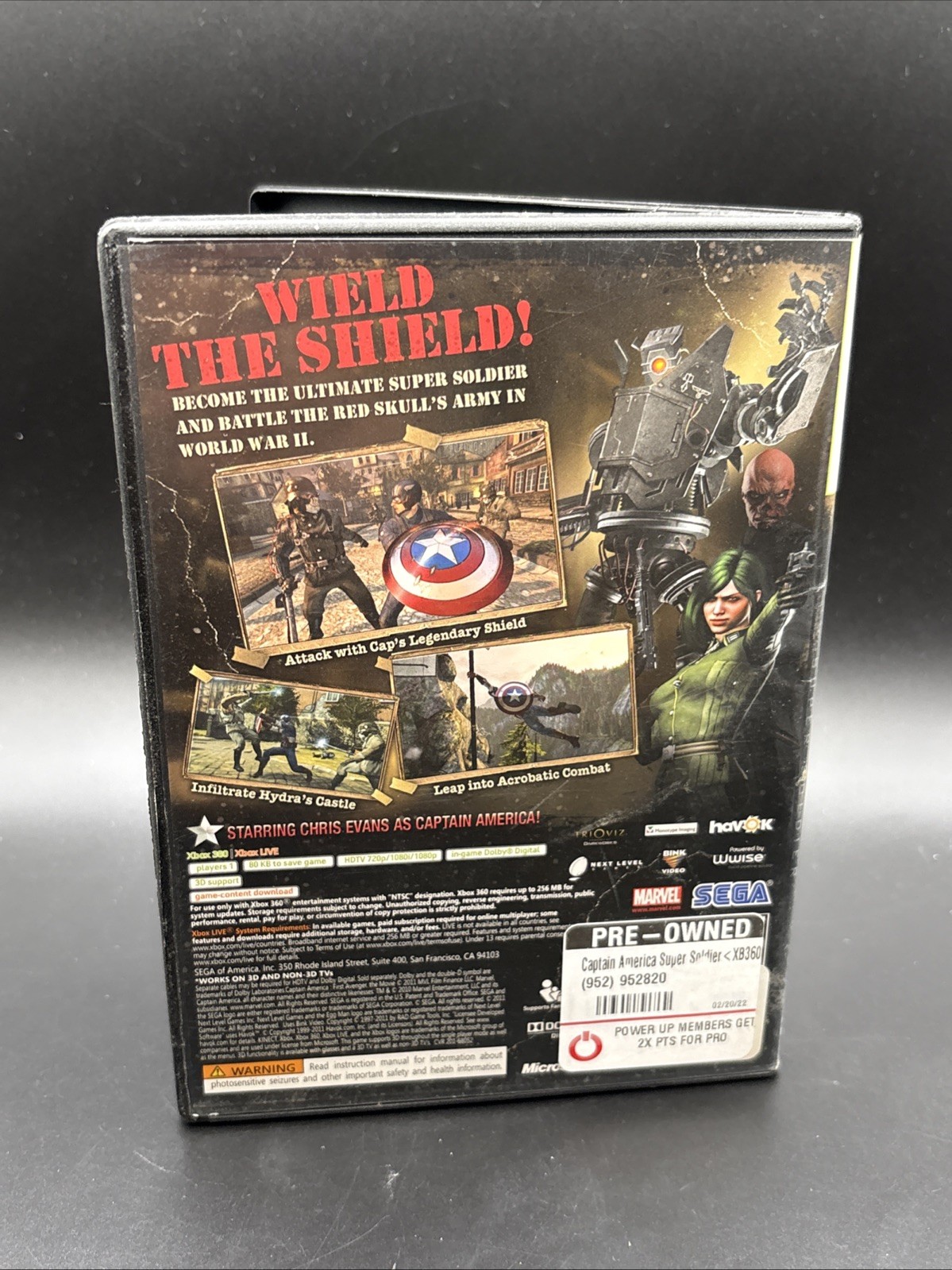 Captain America: Super Soldier (Microsoft Xbox 360, 2011) No Booklet.