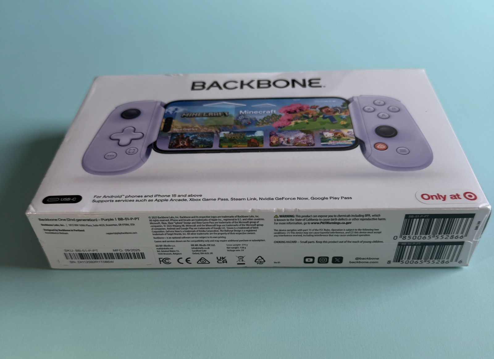 Backbone Pro Mobile Wireless USB-C Gaming Controller Purple Bluetooth Excellent