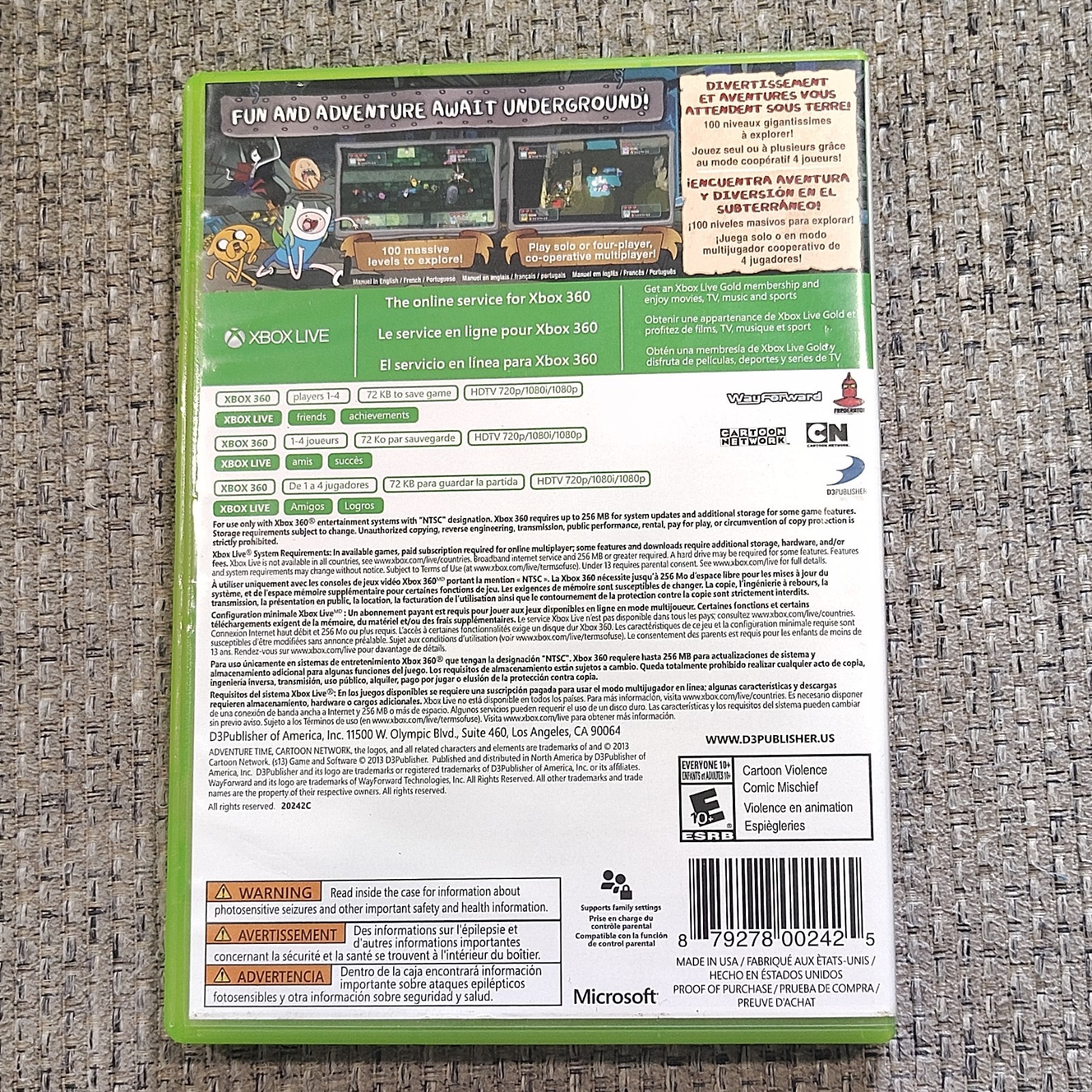 D3Publisher Adventure Time Explore the Dungeon Xbox 360 E10+ NTSC-U/C 2013