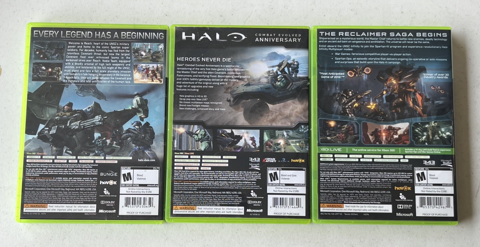 Microsoft Xbox 360 Halo Game Bundle Reach, Halo Anniversary, Halo 4