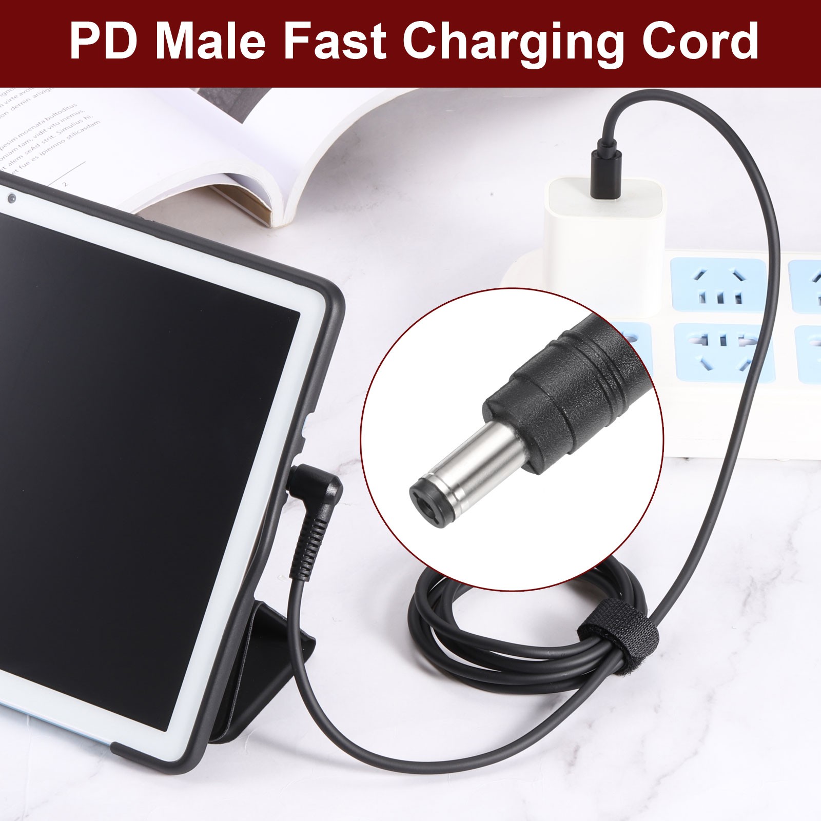 5FT USB C to DC PD Power Fast Charging Cable, 5.5×2.1mm 65W/12V(Black)