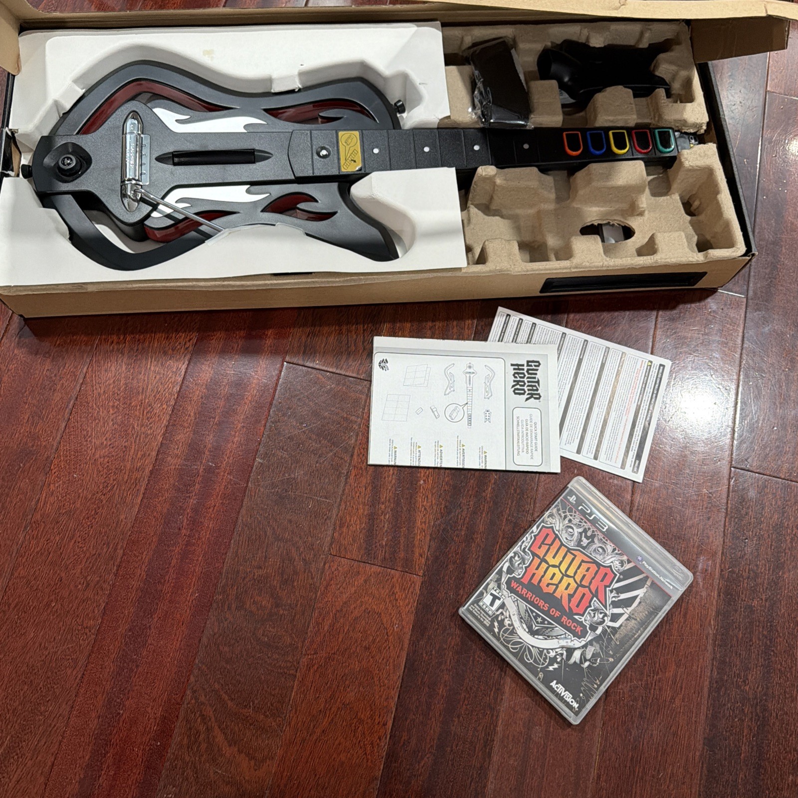 PS3 Guitar Hero Warriors Of Rock w/ Dongle Bundle Band in Box With Game Rare