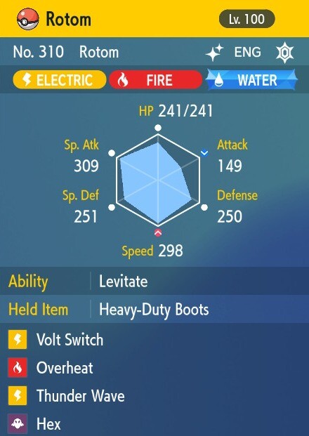 Pokemon Scarlet and Violet 6iv Shiny Max EV Rotom-Heat