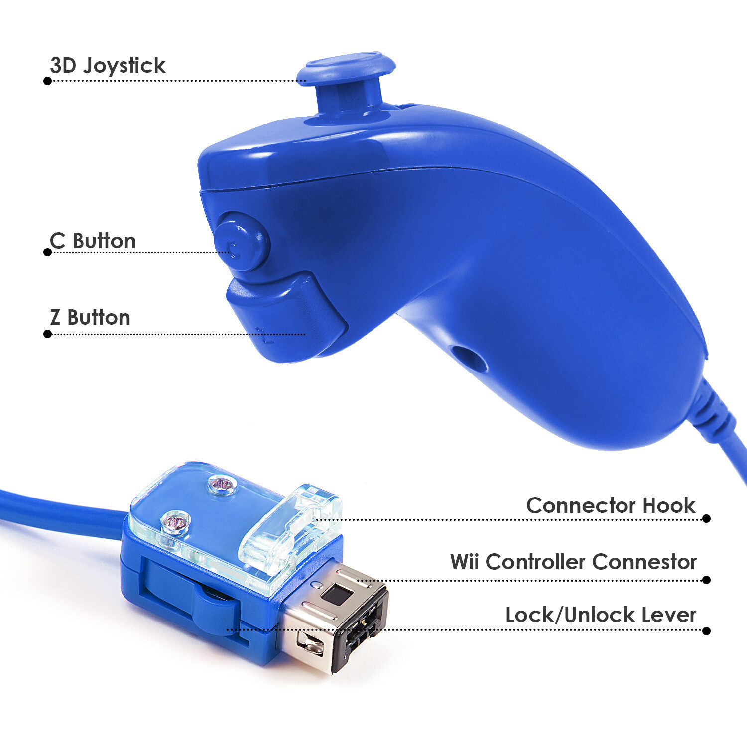 1&2 Pack Blue Wiimote Built-in Vibration Motion Plus Remote Controller /Nunchuck