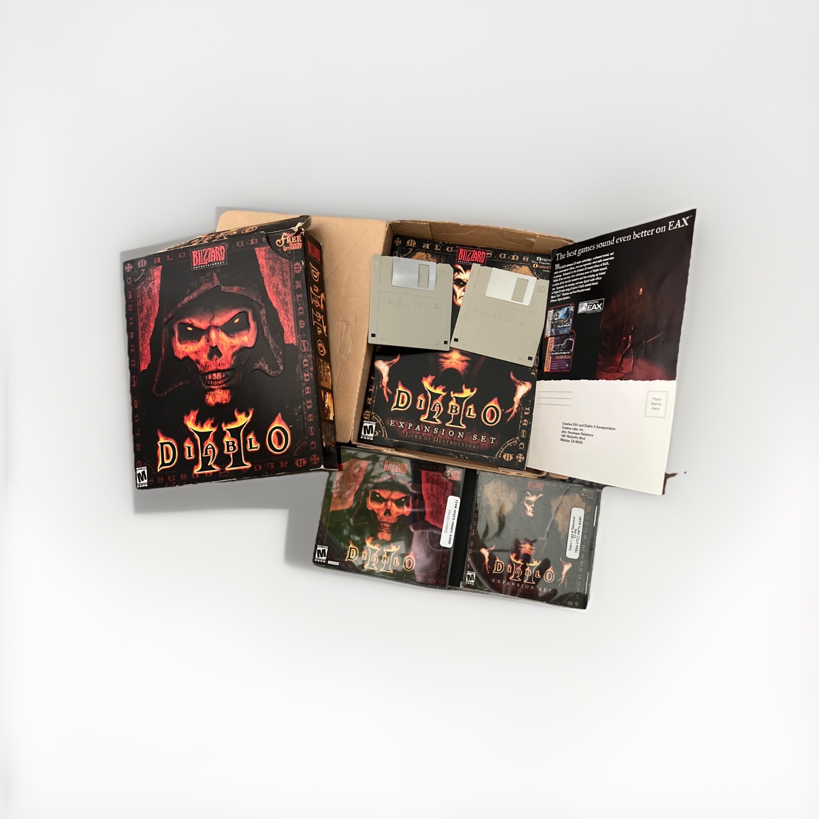 Diablo II PC Game 2000 Blizzard Big Box with Inserts and Manual Vintage
