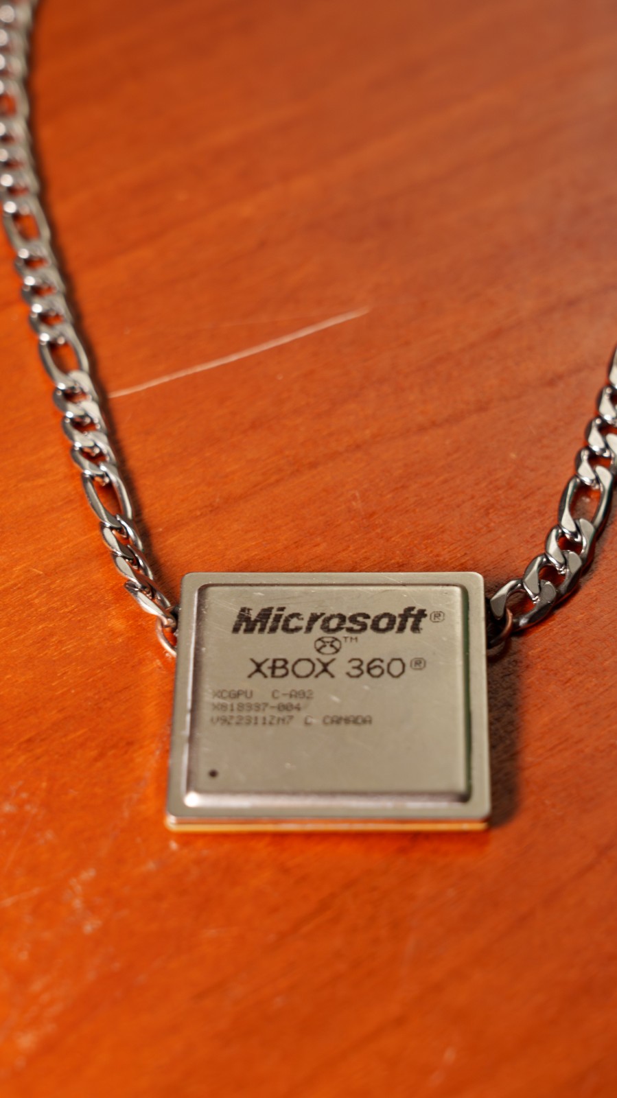 Unique Custom Xbox 360 Slim CPU Necklace, XCGPU Silver-Tone Stainless Chain