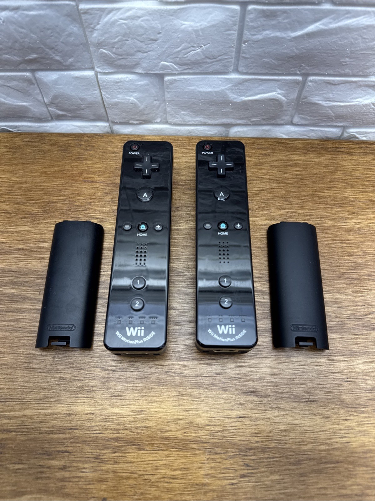 Nintendo OEM Wii Remote Controller MotionPlus Black RVL-036 Tested Lot of 2