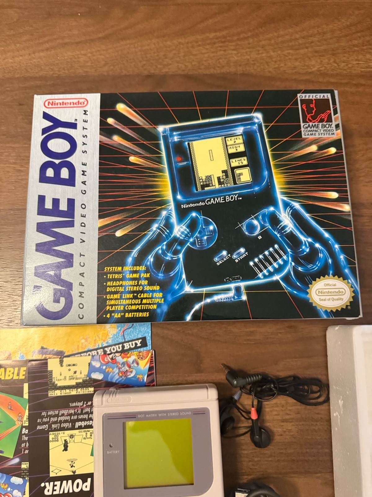 Nintendo GameBoy DMG Longbox Tested CIB Long Box Launch Edition Headphones Foam