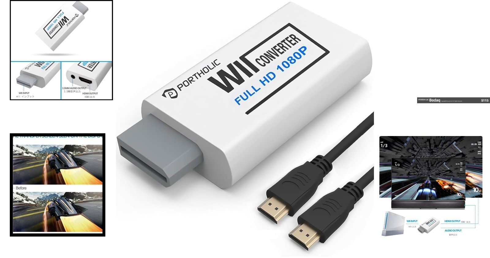 Versatile Wii HDMI Adapter – Supports 720P/1080P with Extra Audio Connection