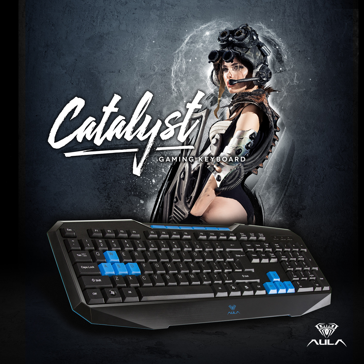 AULA Catalyst Wired Gaming Keyboard, 104 Keys Spill-Resistant, Swappable keys
