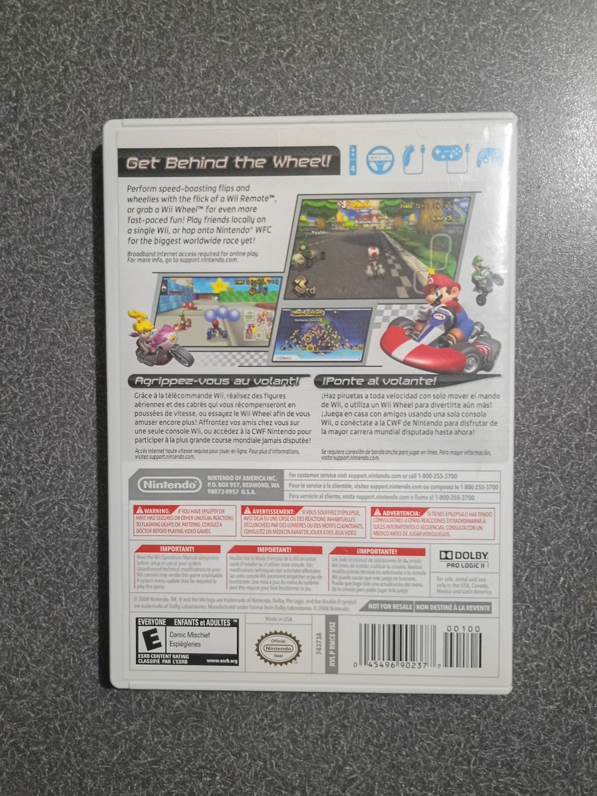Nintendo Mario Kart Wii Original DVD Keep Case w/ Manual, Cover Art & Inserts