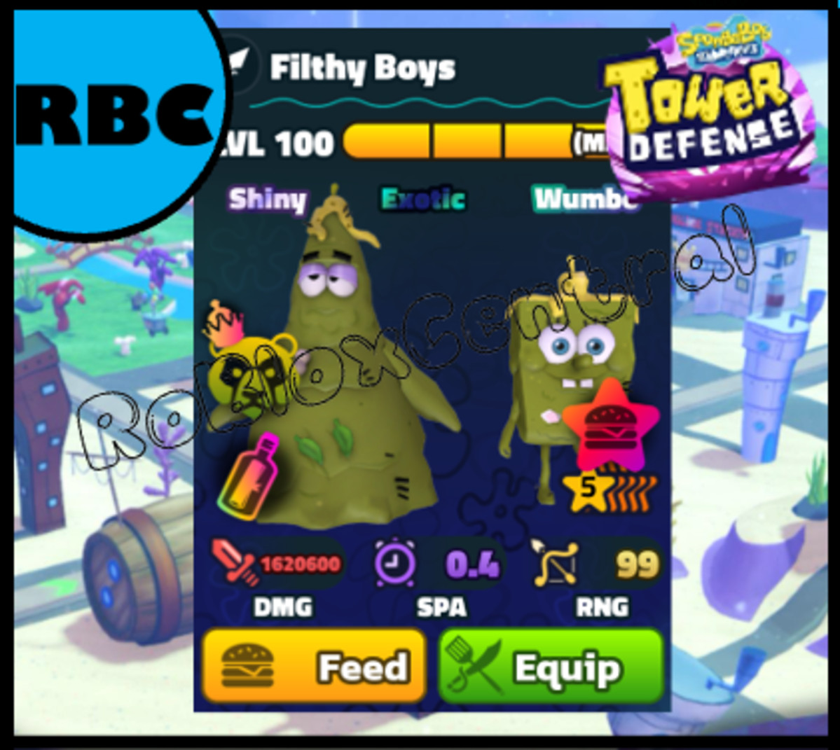 FILTHY BOYS 5 STAR SHINY WUMBO – CHEAP SPONGEBOB TOWER DEFENSE – SBTD UNIT