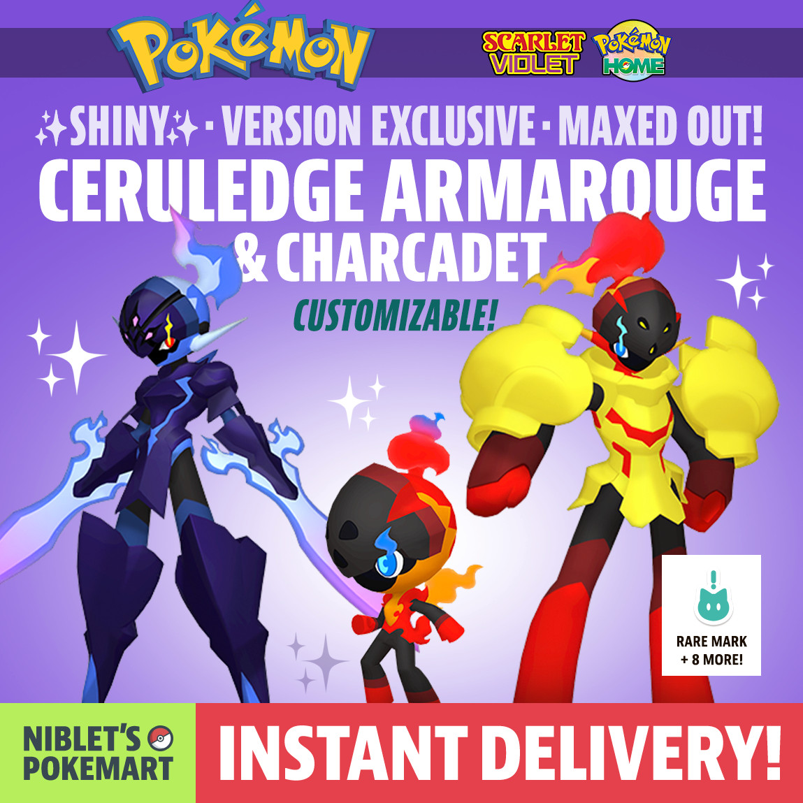 ✨ SHINY CERULEDGE ARMAROUGE CHARCADET ✨ Version Exclusive Pokemon Scarlet Violet