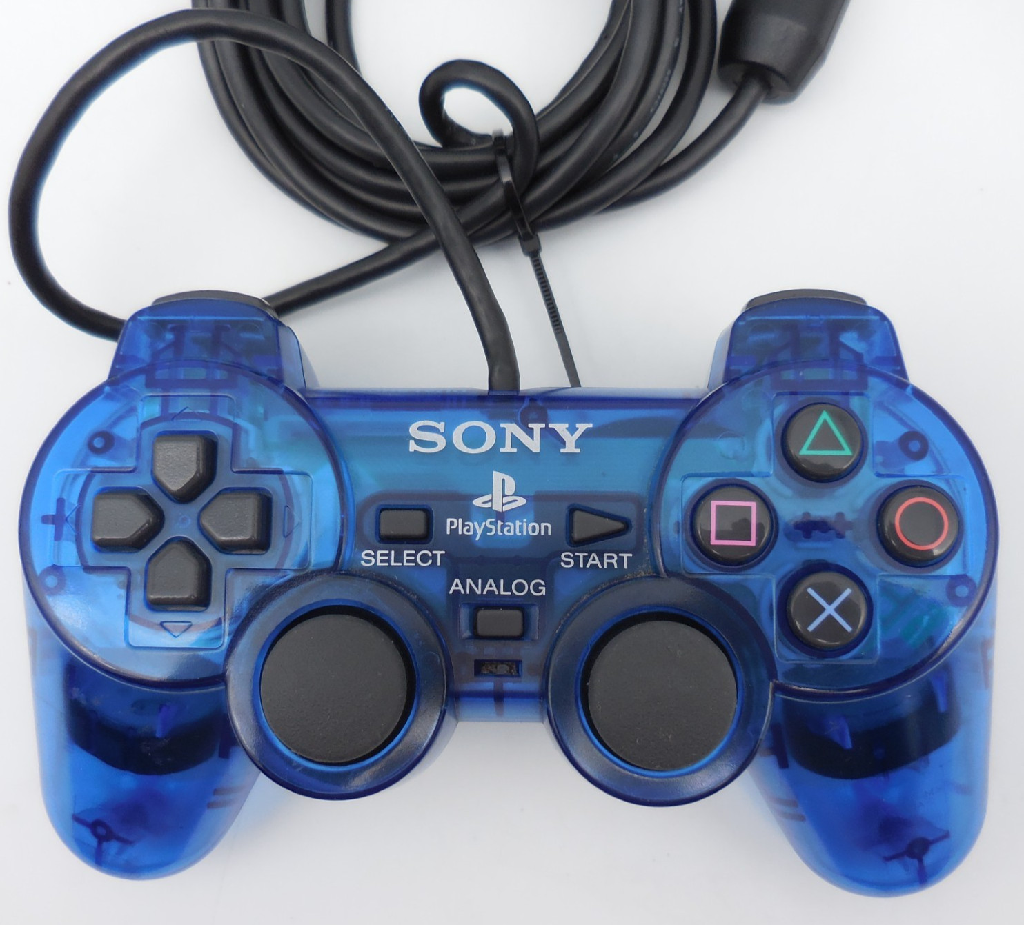 Black Sony PlayStation 2 Slim w Clear Blue Controller Power & Video PS2 WORKS!