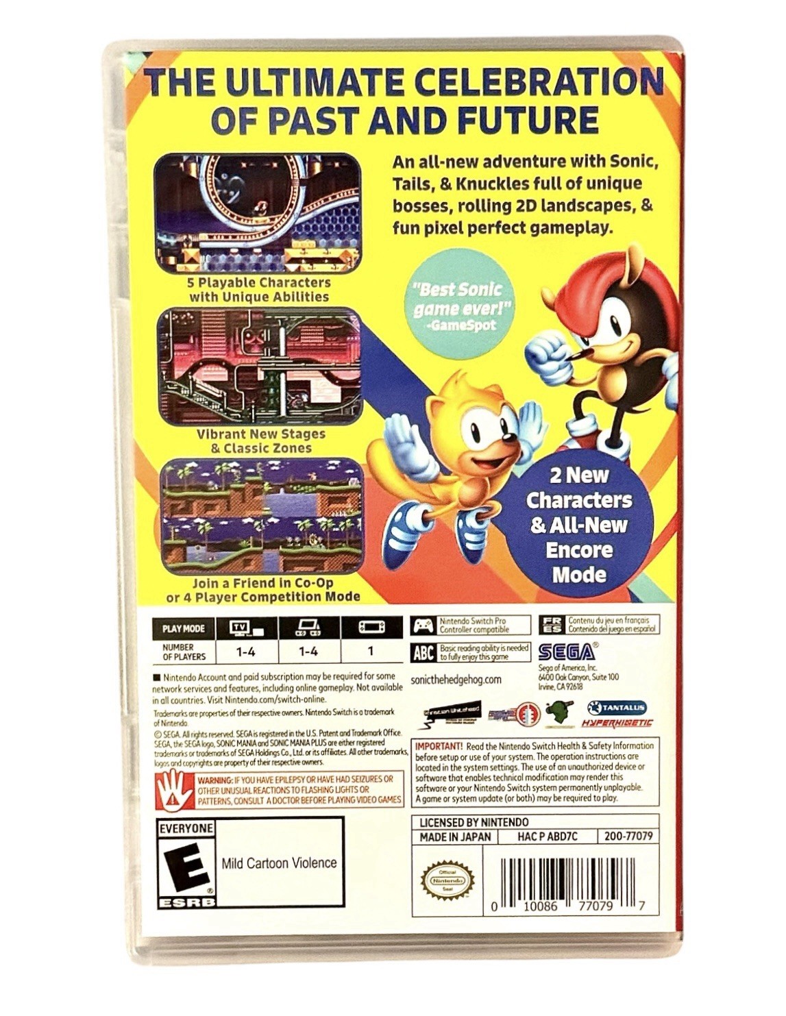 Sonic Mania (Nintendo Switch, 2017) Complete CIB Tested