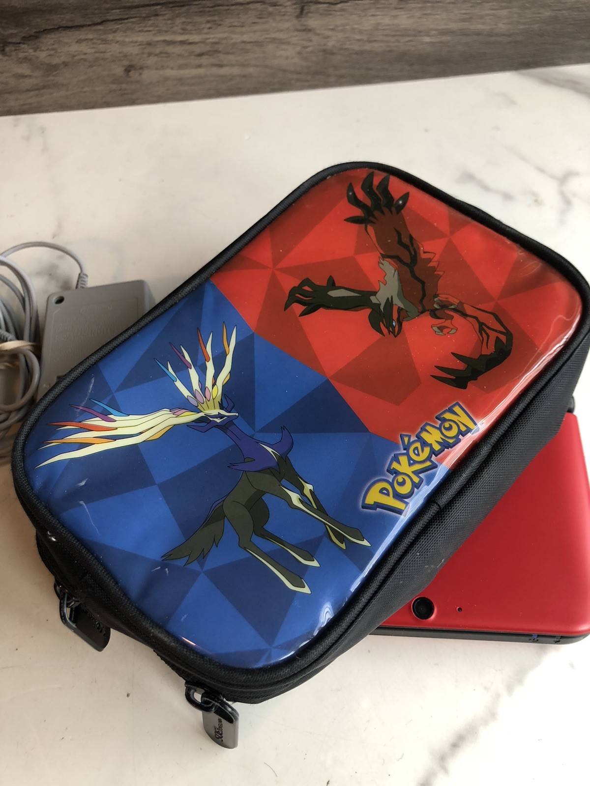 Nintendo 3DS XL Red Console SPR-001 US Pokémon Case Stylus Bravely Default