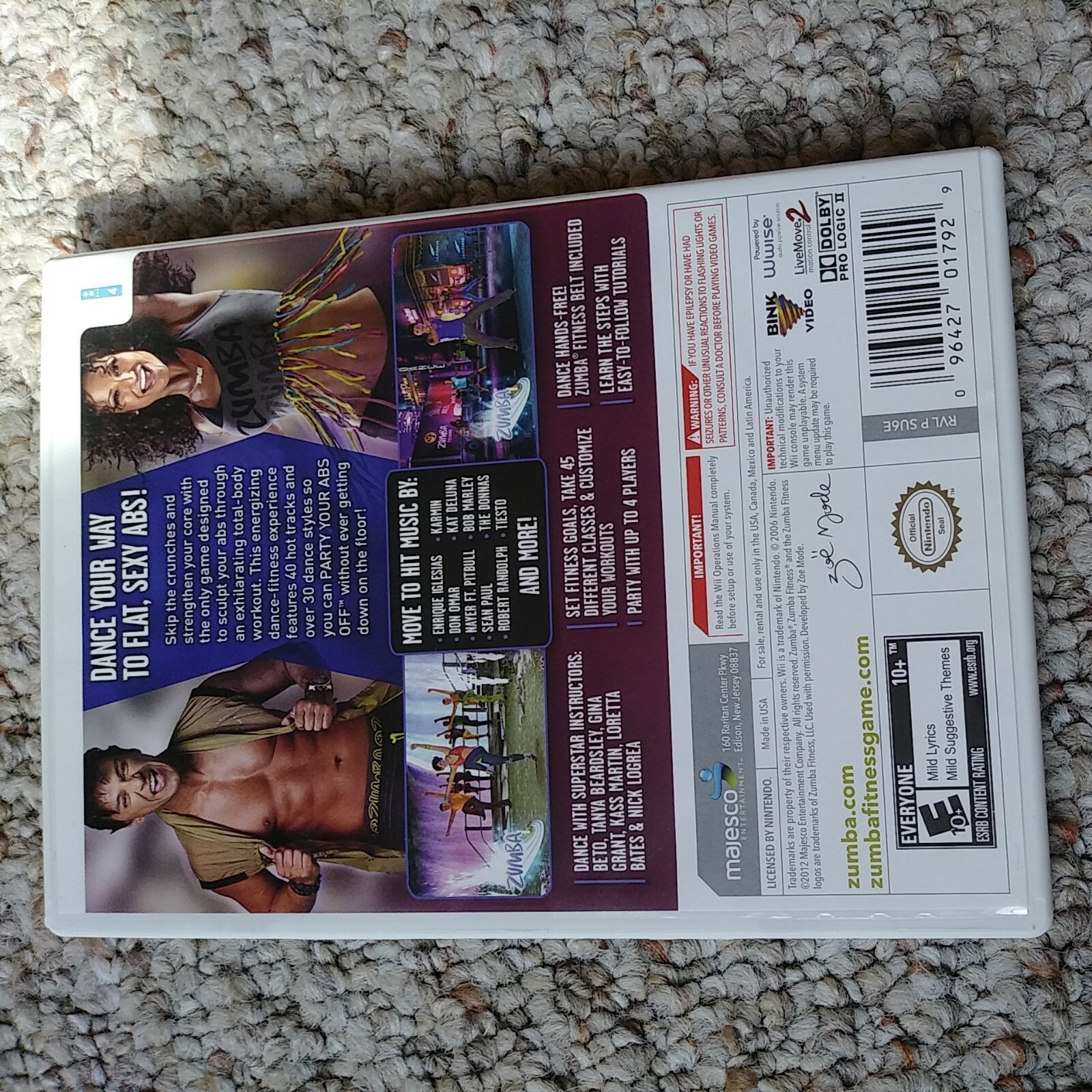 Zumba Fitness Core Nintendo Wii Workout Exercise Game Tested Complete