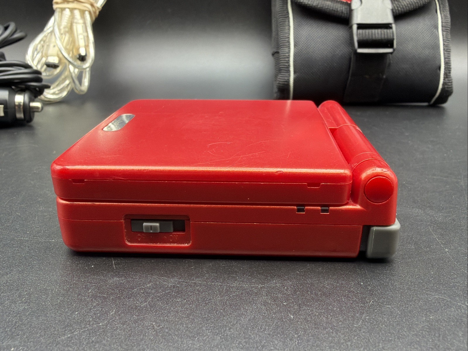 GBA SP Console Flame Red AGS-001 Nintendo Game Boy Advance Tested Good Shape