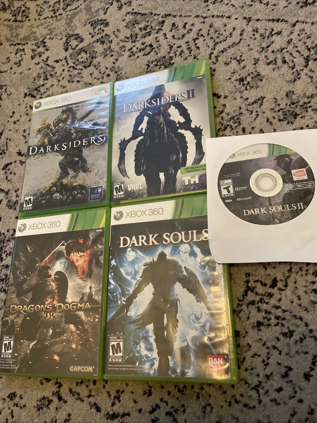 Dragon’s Dogma Dark Souls Darksiders I & II Xbox 360 Game Lot CIB Very Good