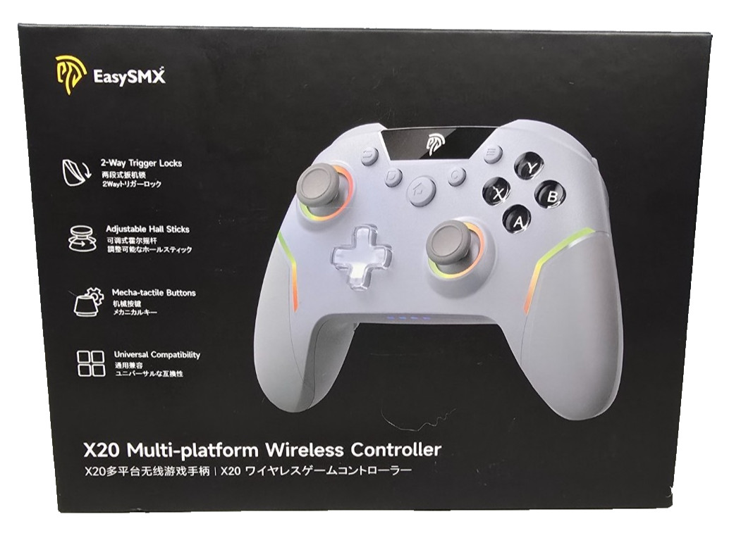 EasySMX X20 Wireless Gaming Controller w/ RGB Backlit, PC/Switch/Android/Steam