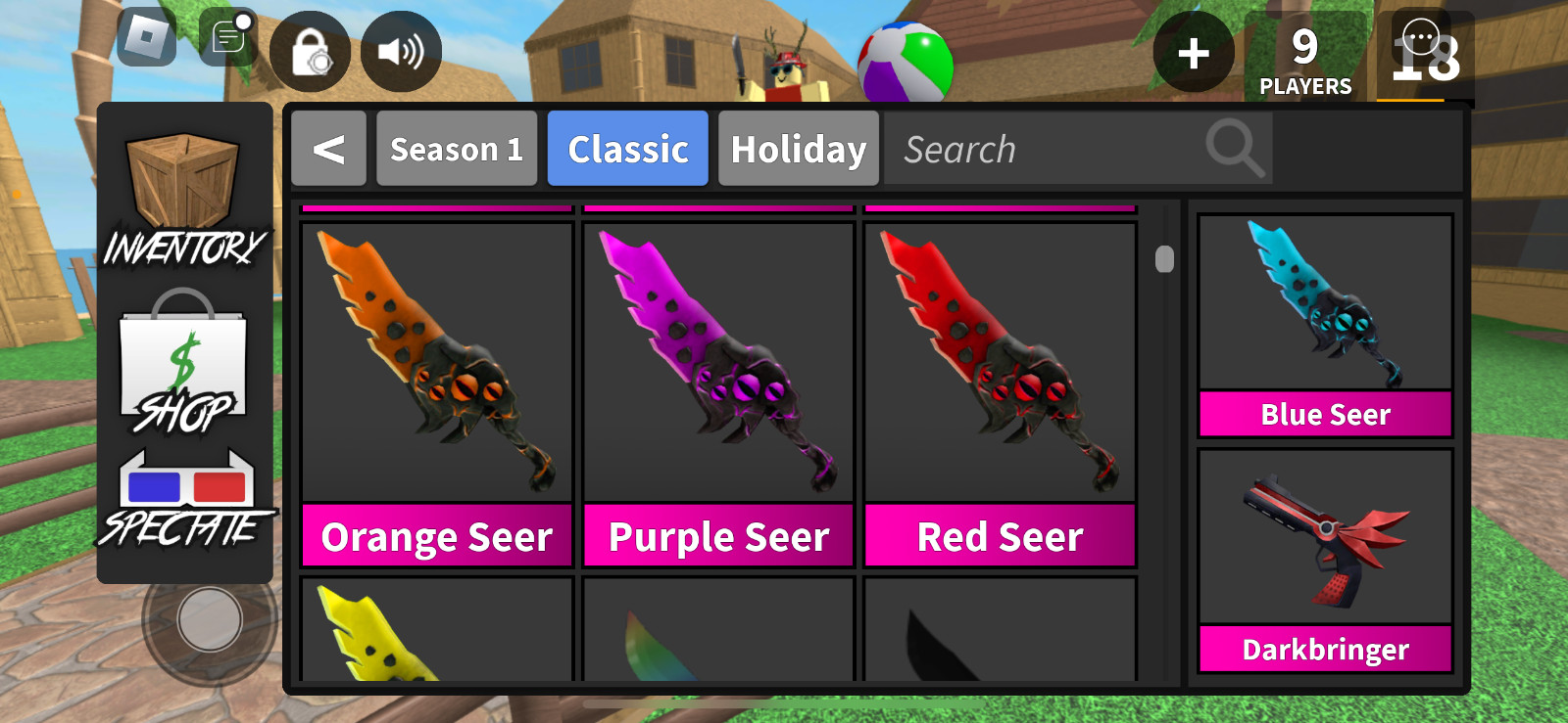 mm2 weapons (all colors seers, heat , bio blade, Eternal etc)